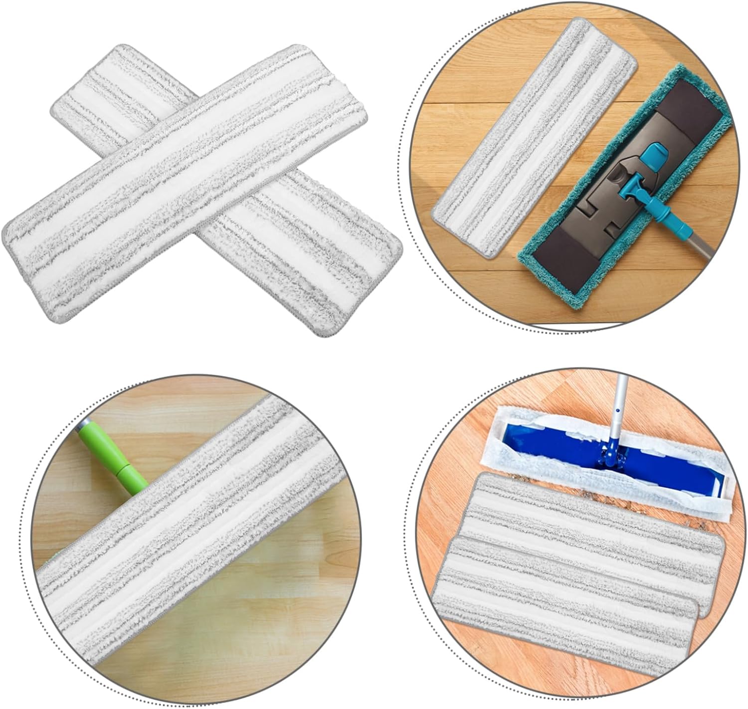 2Pcs Reusable Floor Mop Refill Pads for Home and Office Cleaning