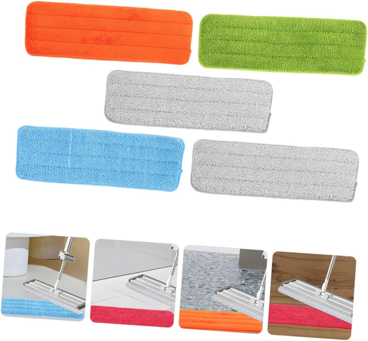 5Pcs Reusable Fiber Mop Pads for Durable Cleaning