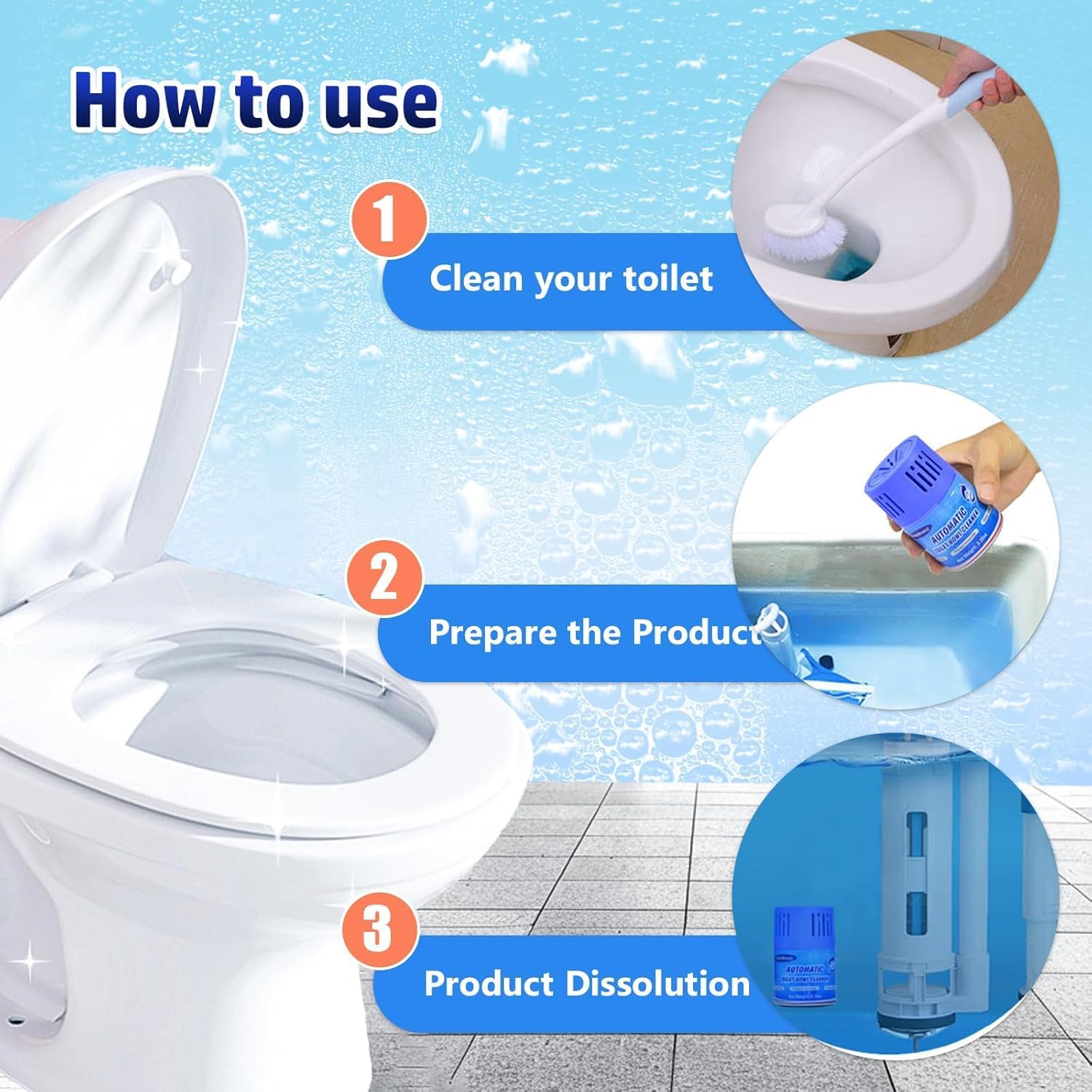 OceanBreezy Toilet Cleaner Tablets 3 Bottles Set