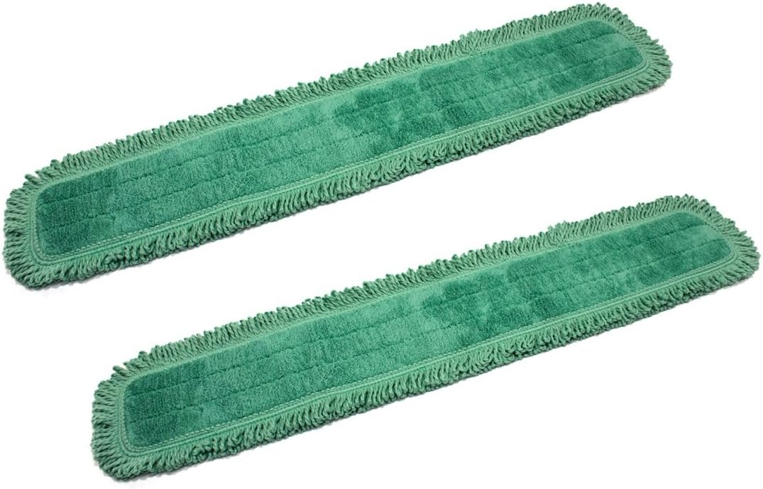 Real Clean 48 Inch Green Fringe Microfiber Mop Pads Pack of 2 1