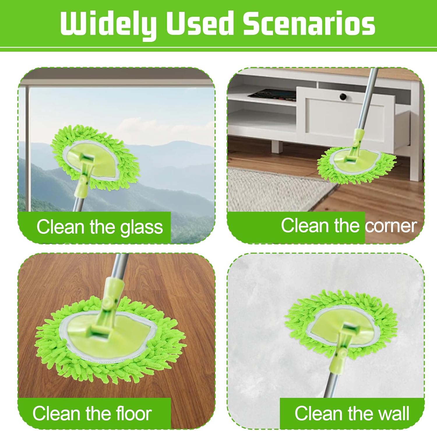 2 Pack Spin Mop Replacement Heads Green Machine Washable