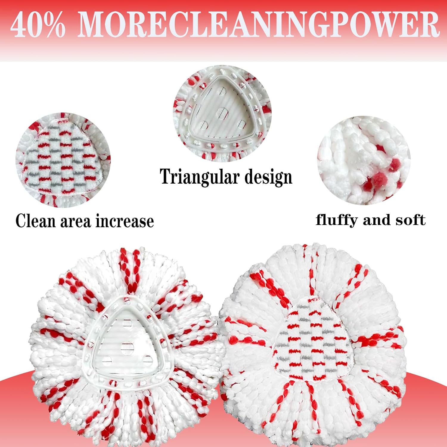 Fazlynyi 2Pack Spin Mop Replacement Head - 40 More Cleaning Power
