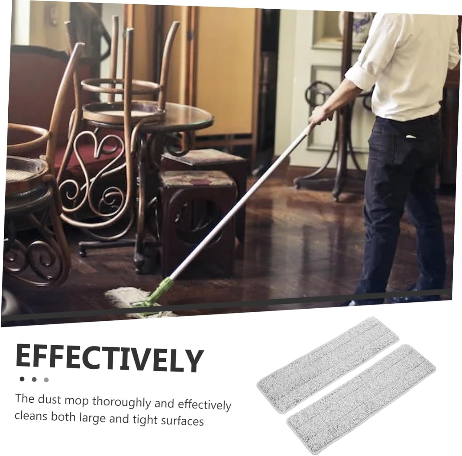 2pcs Reusable Microfiber Mop Pads for Efficient Floor Cleaning