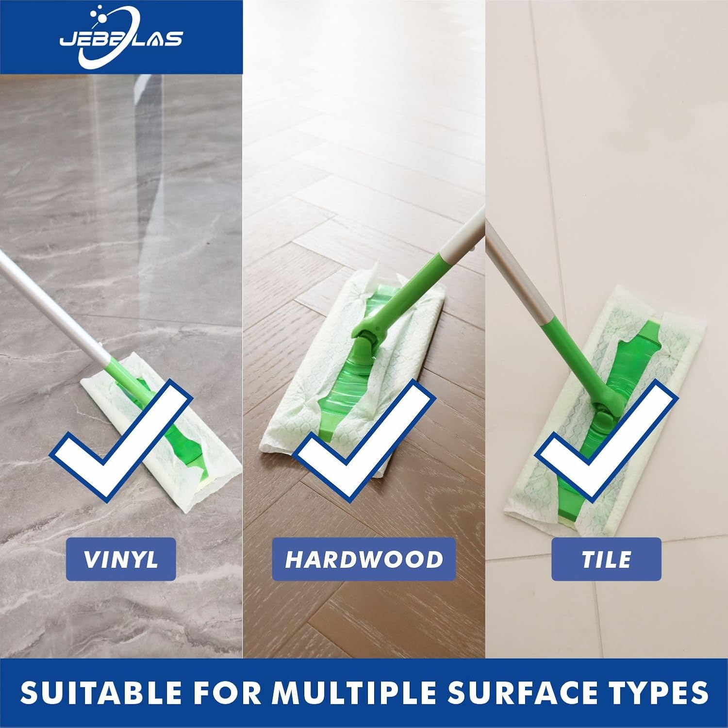 JEBBLAS Disposable Mop Refills Dry Sweeping Pad for All Surfaces 120 Count