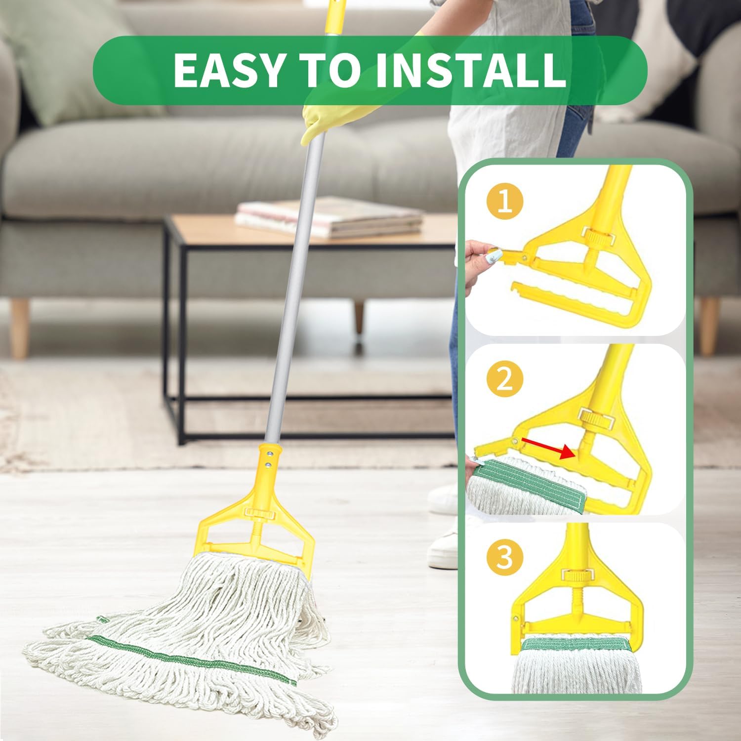 6 Pack Heavy Duty Mop Heads with Loop Ends