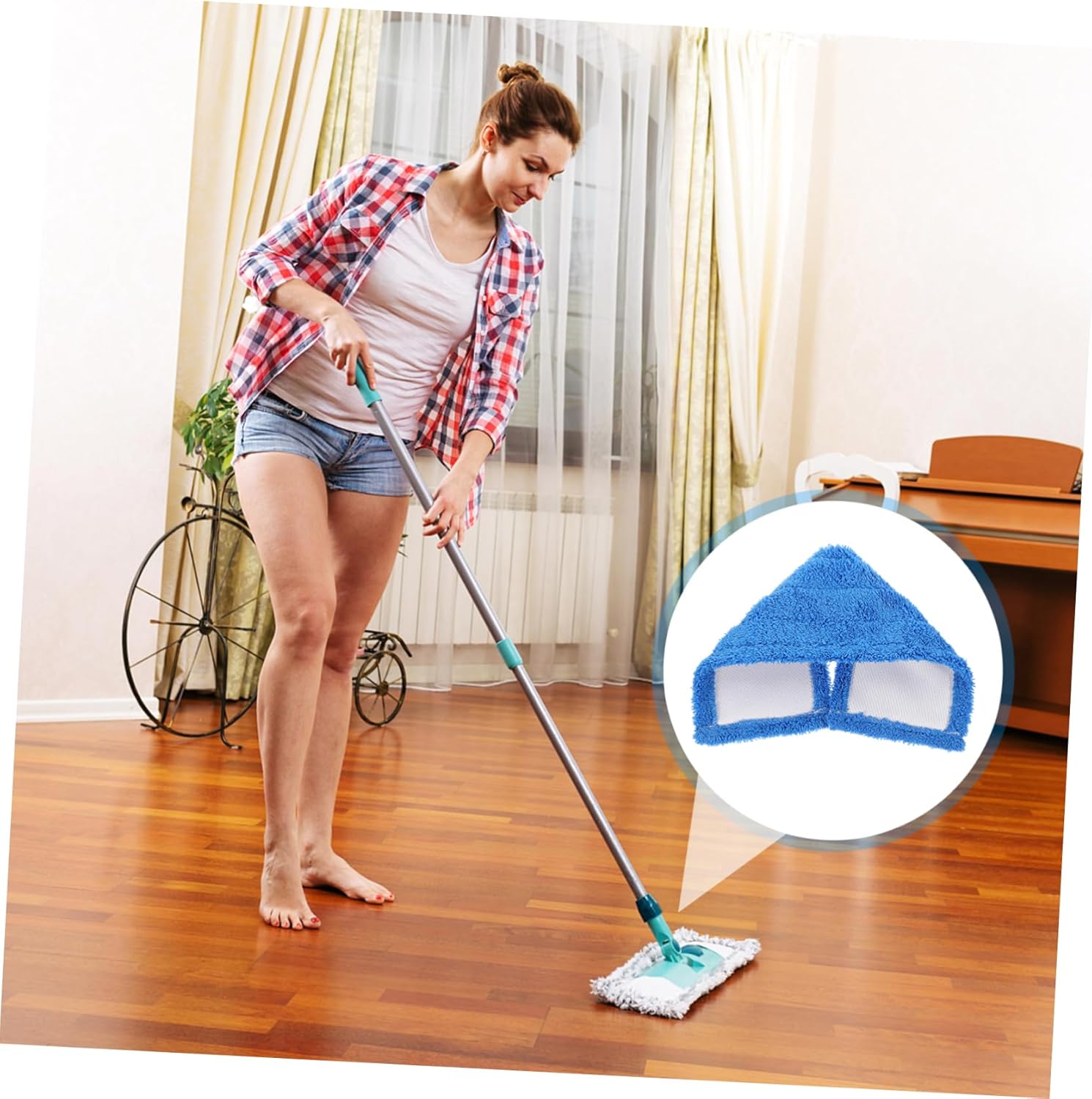 SHERCHPRY Coral Fleece Microfiber Mop Head Refill Pads 4-Pack