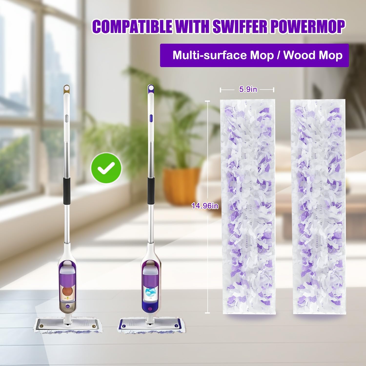 SVPSNUMSI PowerMop Refill Pads - 20 Count Replacement for Swiffer PowerMop