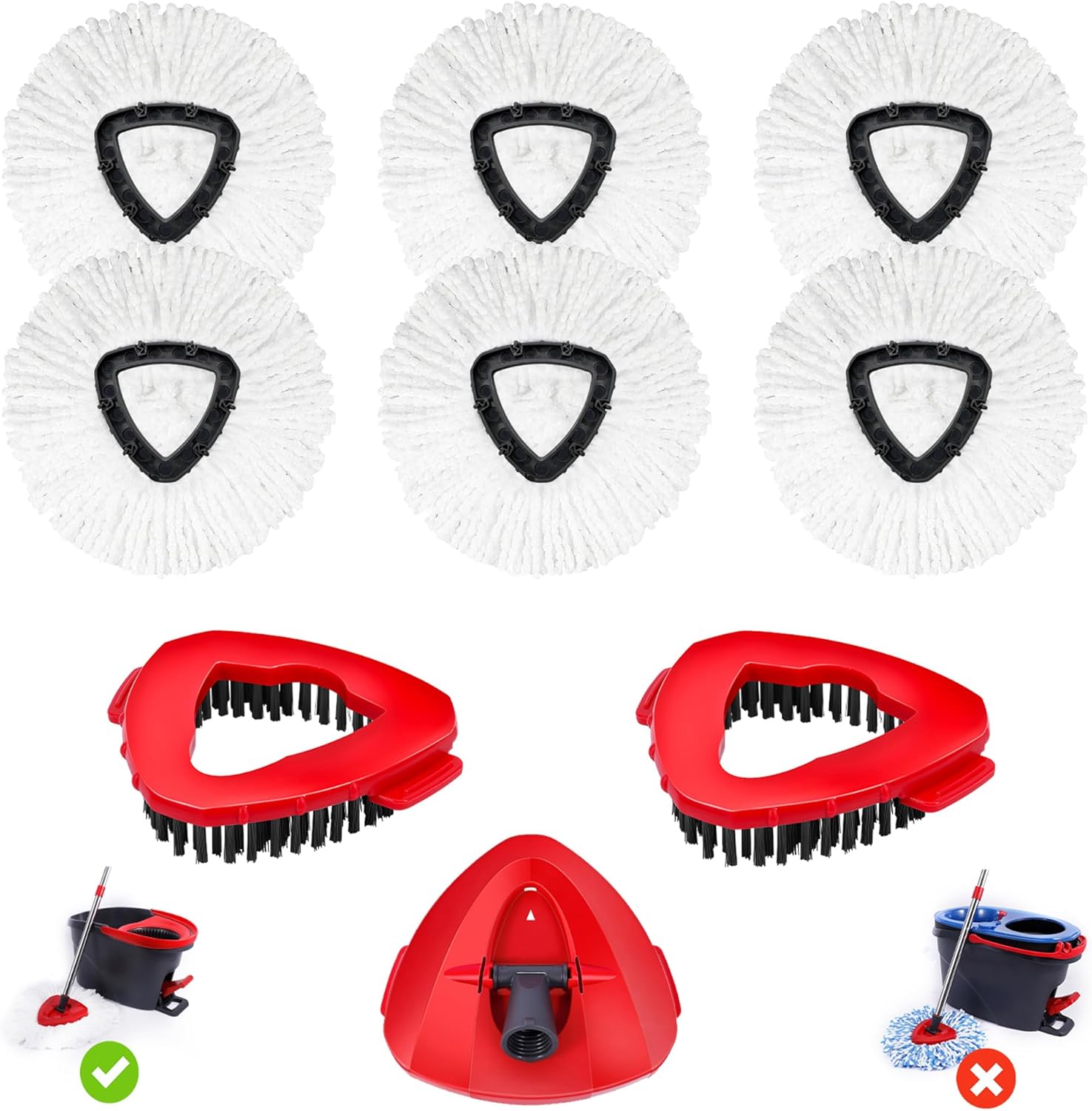 6 Pack Mop Replacement Heads for Oceda EasyWring 1-Tank System