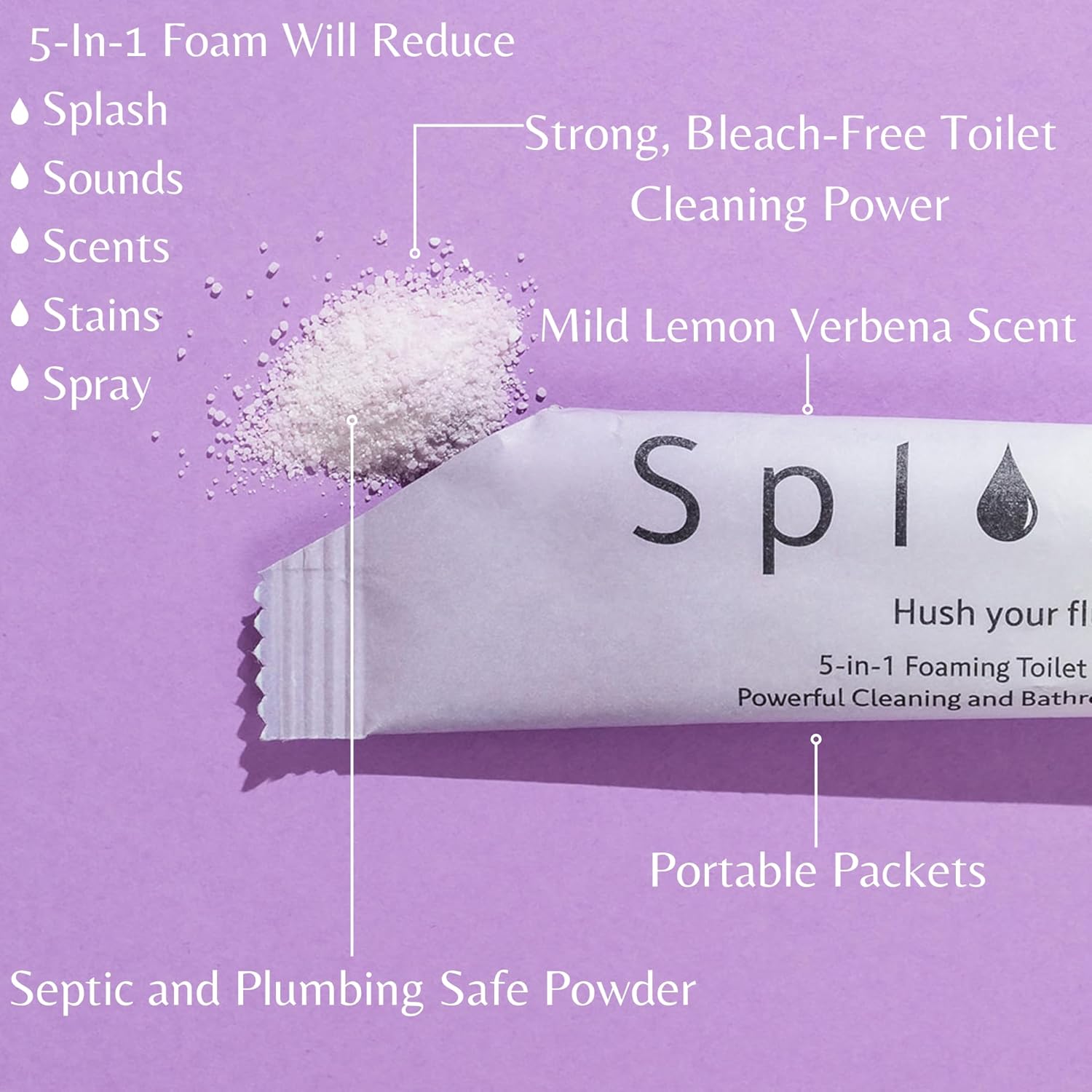 SplaShh 5 in 1 Toilet Cleaner 30 Powder Packets Eco-Friendly