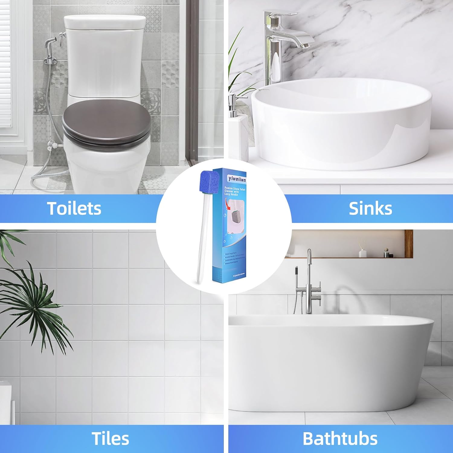 Pumice Stone Toilet Cleaner with 2 Handles and 10 Stones