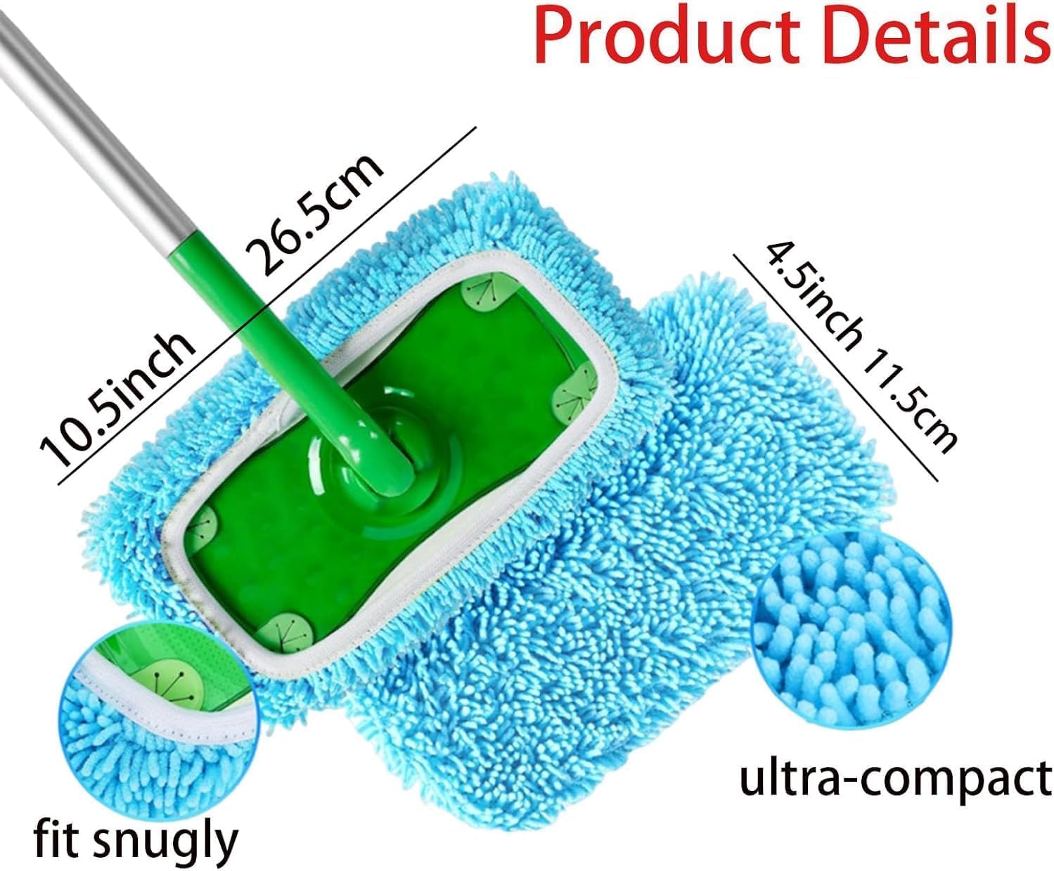 Artisticto Reusable Mop Pads - 2pcs Gray Multi Surface Cleaning