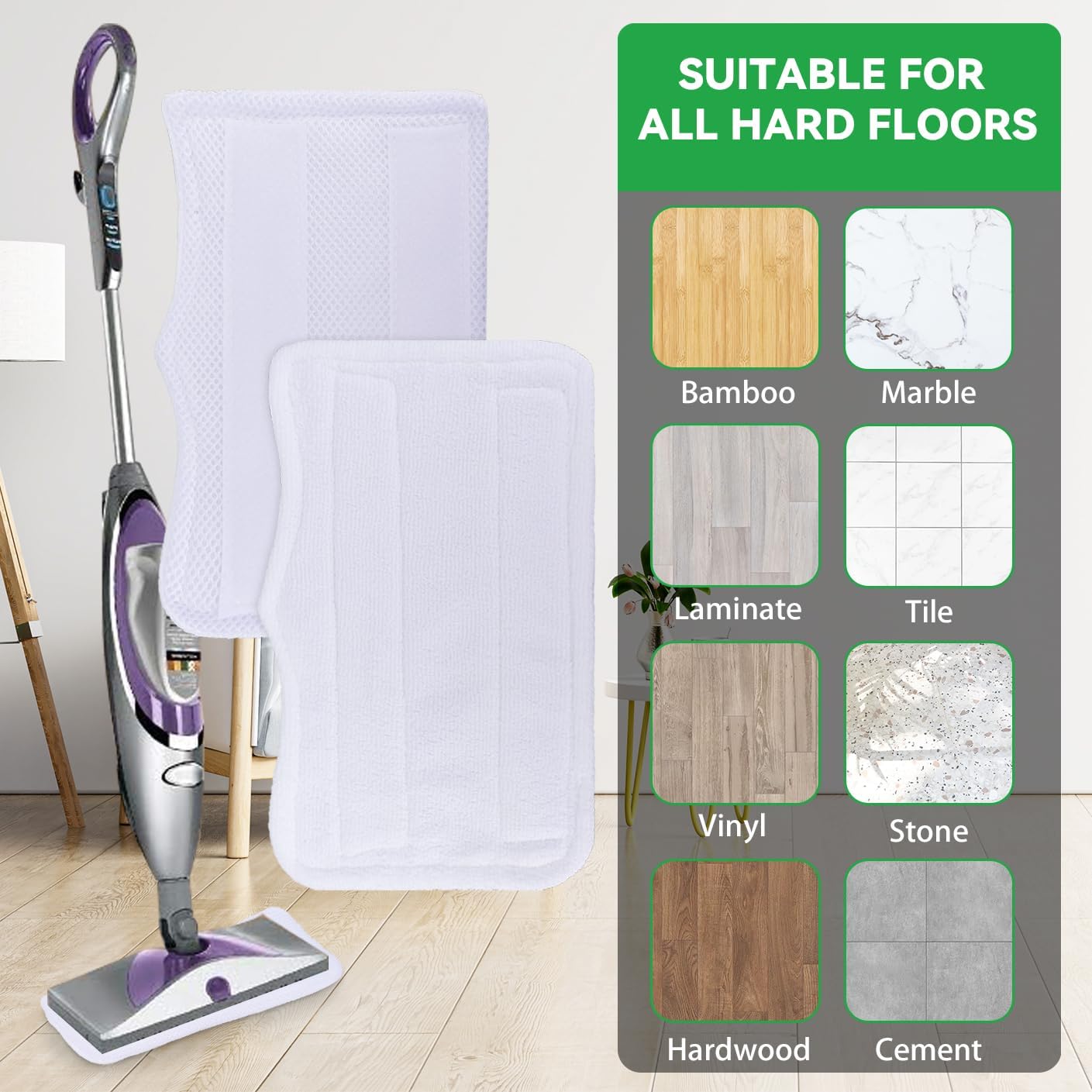Sgizoku Steam Mop Pads 5Pack Washable Microfiber Replacement 1