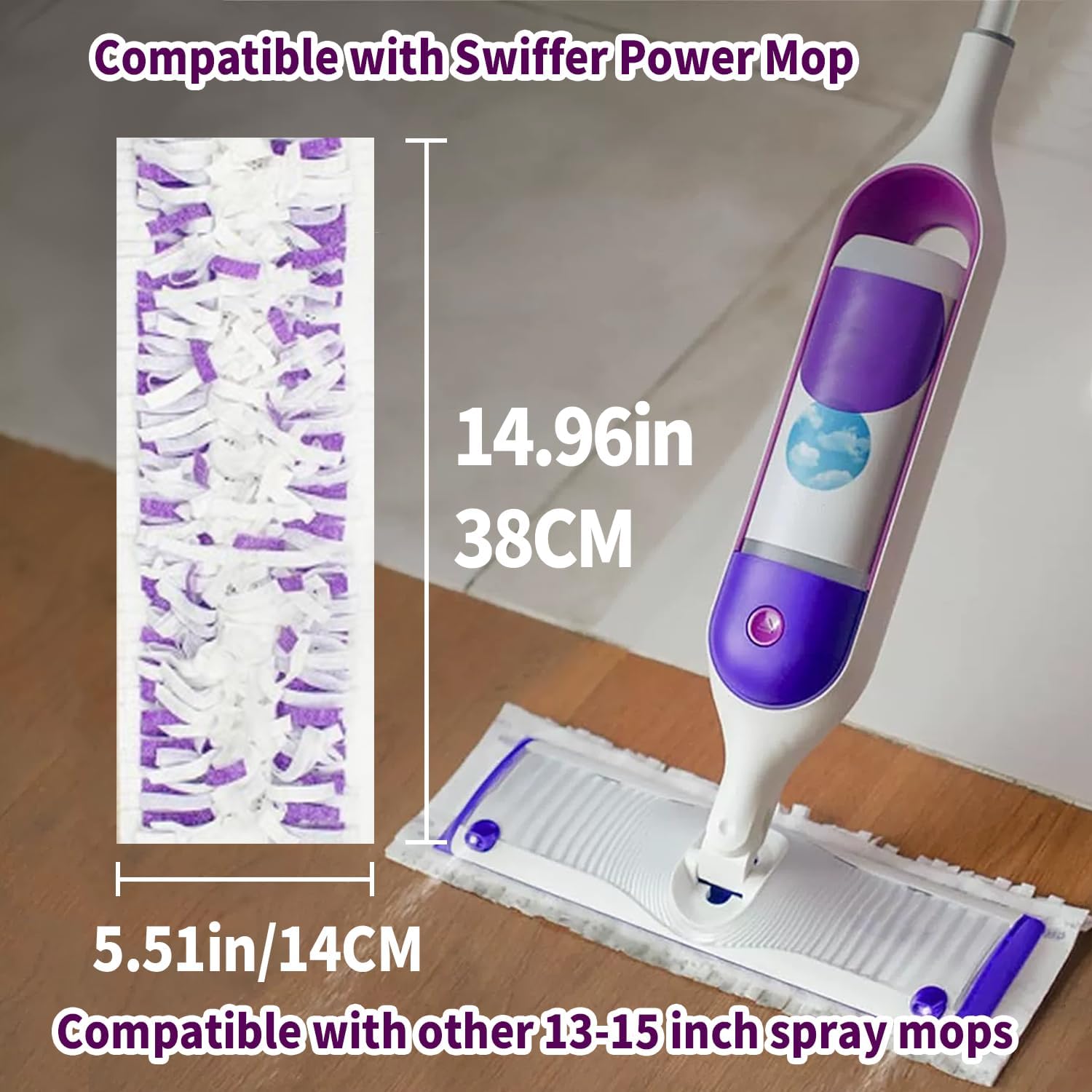 24 Pack Swiffer Power Mop Pads Refills - 14 Layer Microfiber Wet Dry Use