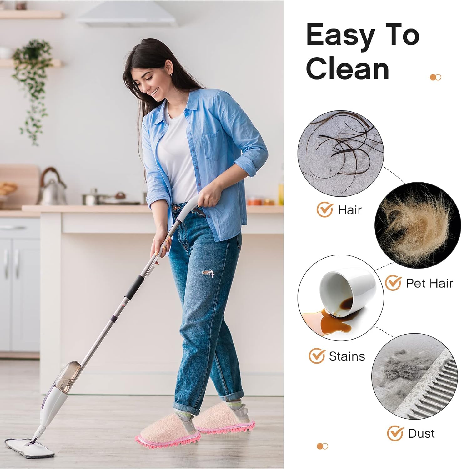 Jecery 2 Pair Microfiber Mopping Slippers
