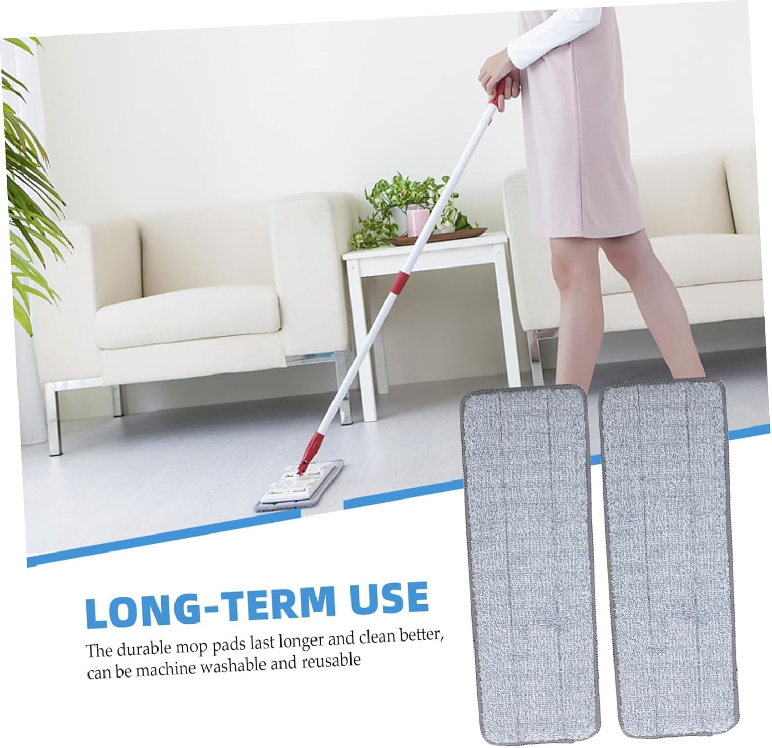 2 Pack Minkissy Mop Pads Wet Dry Cleaning Reusable Floor Mop Heads