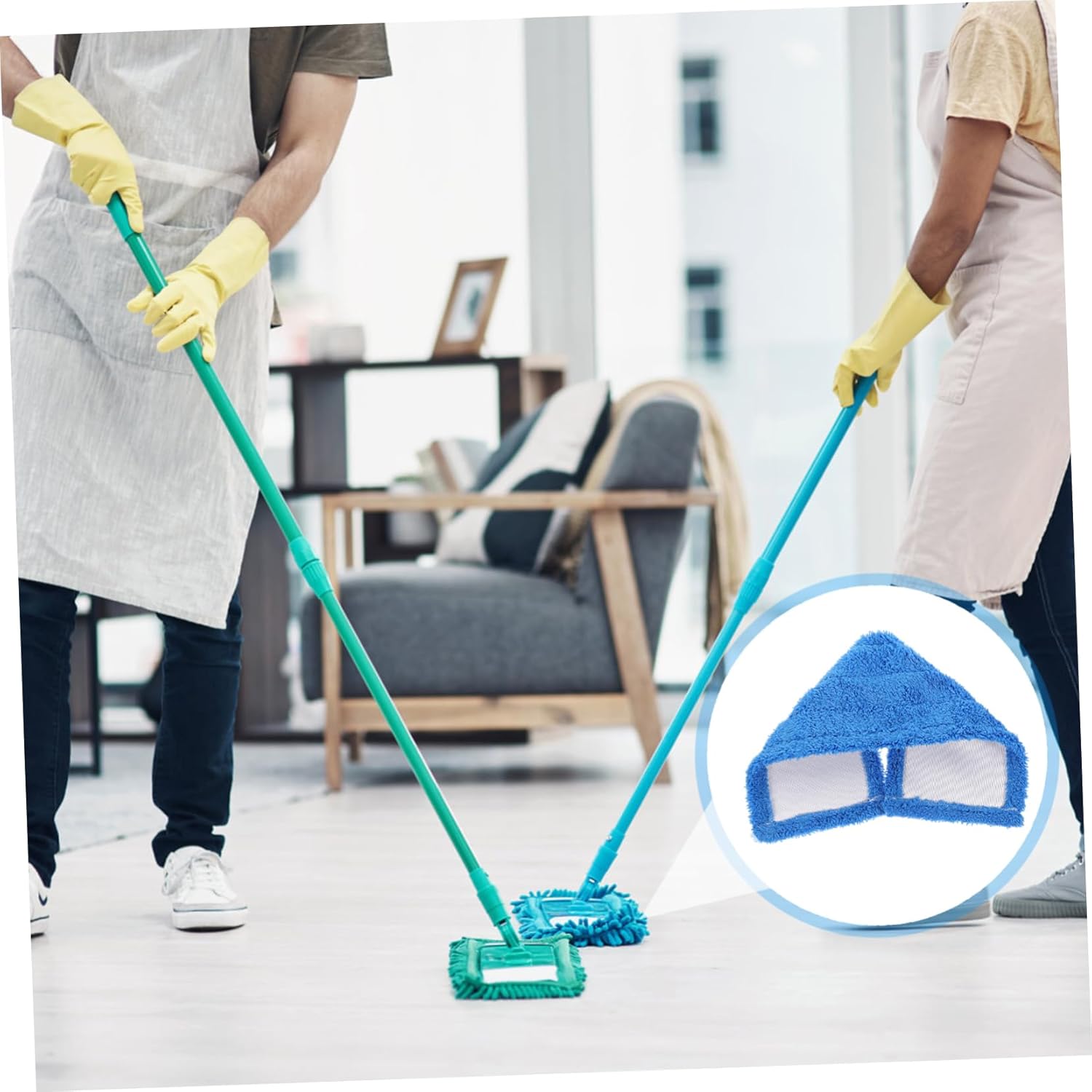 SHERCHPRY Coral Fleece Microfiber Mop Head Refill Pads 4-Pack
