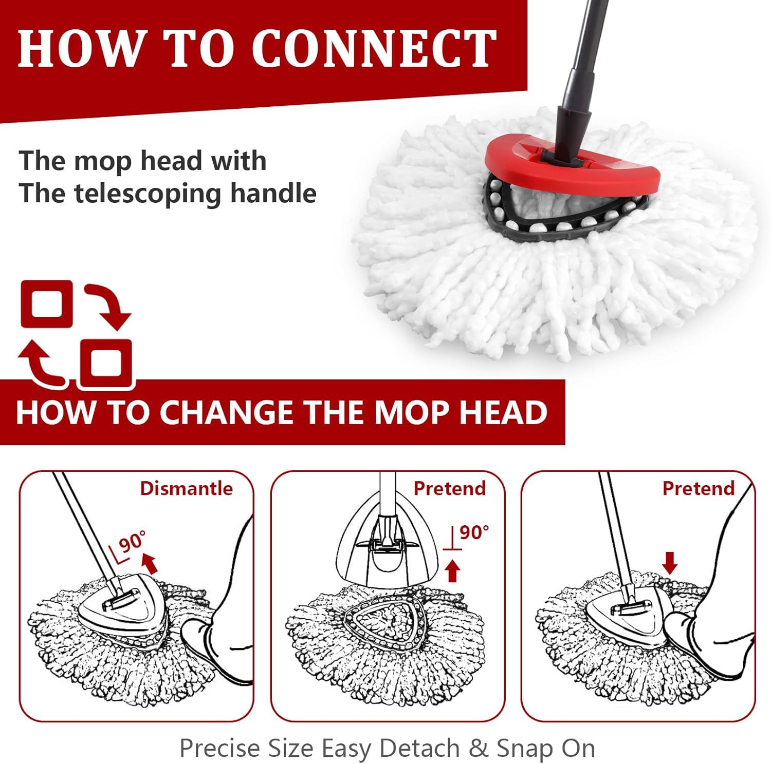 NICEMOVIC 3 Pack Mop Head Replacement for Oceda