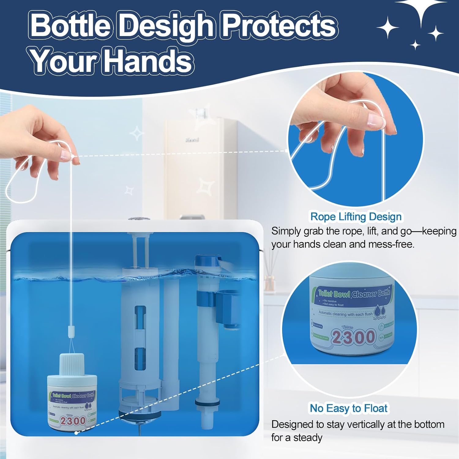Msvvko Toilet Bowl Cleaner Tablets Blue Dissolving Solution Septic Safe 3 Packs