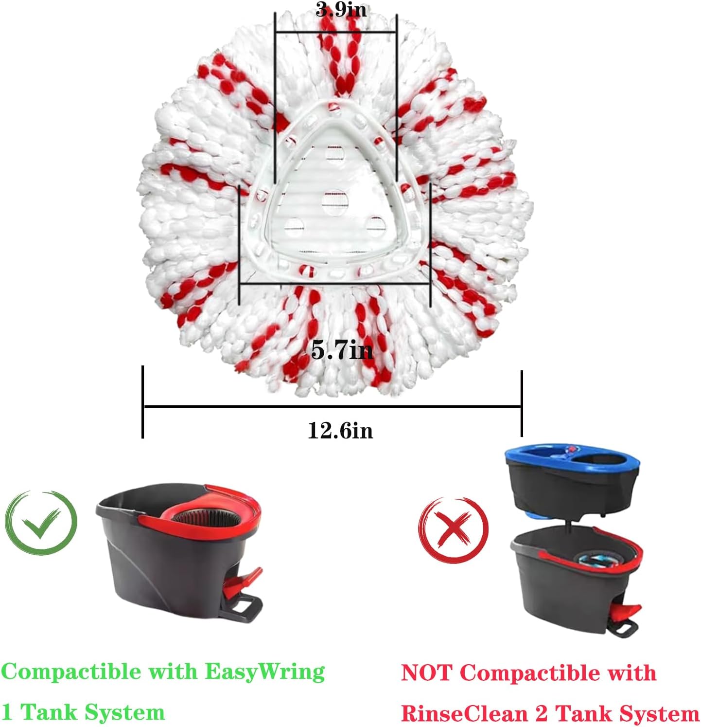 Fazlynyi 2Pack Spin Mop Replacement Head - 40 More Cleaning Power