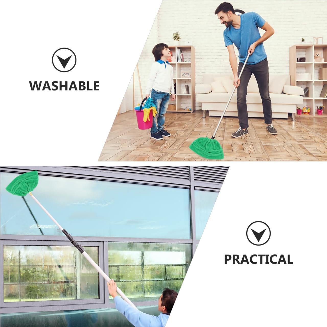 Beavorty 3 Pcs Cleaning Tool Set Mop Broom Cloth