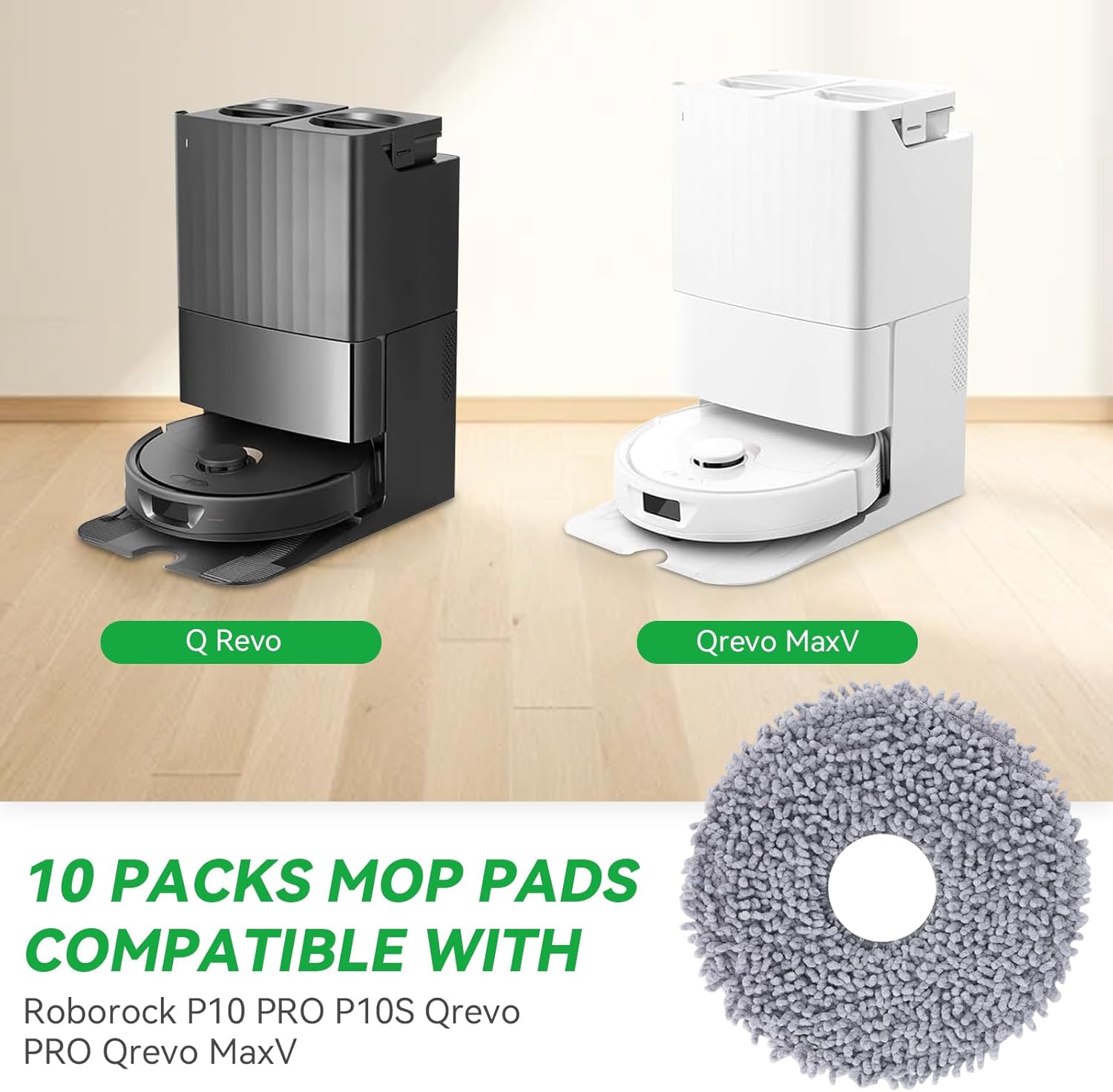 Sgizoku Microfiber Mop Pads for Roborock Q RevoQrevo MaxV - 8Pcs Set