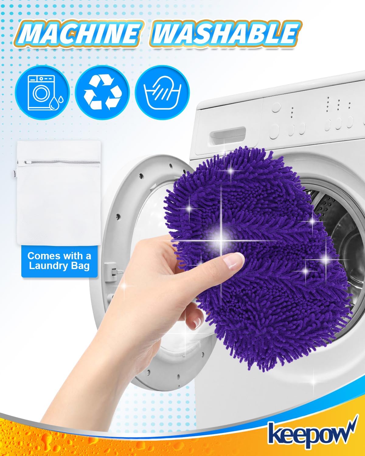 KEEPOW 8Pcs Reusable Microfiber Mop Pads for Swiffer Sweeper Mop 1