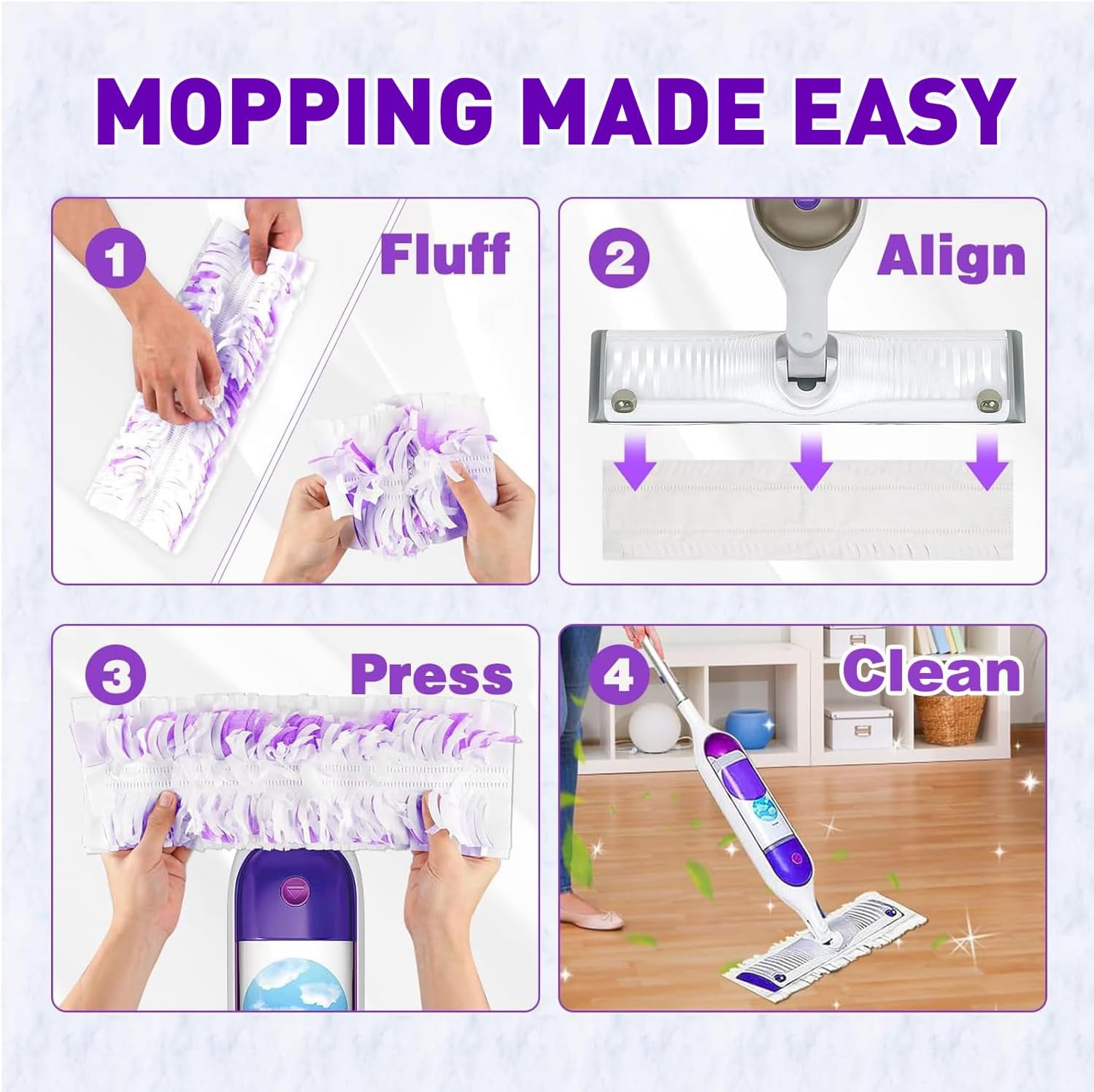 SVPSNUMSI PowerMop Refill Pads - 20 Count Replacement for Swiffer PowerMop
