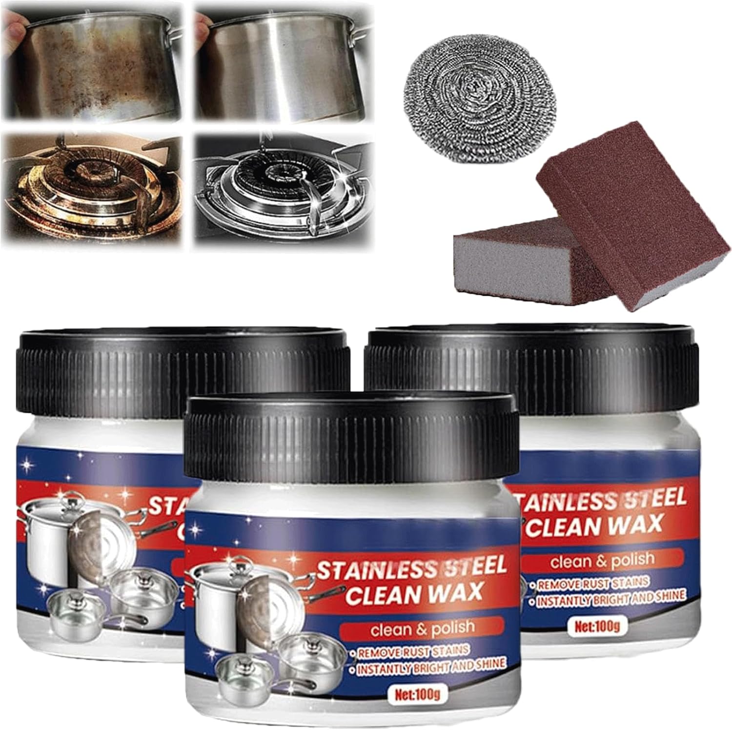 Magical Nano Stainless Steel Cleaner Paste 3pcs 1