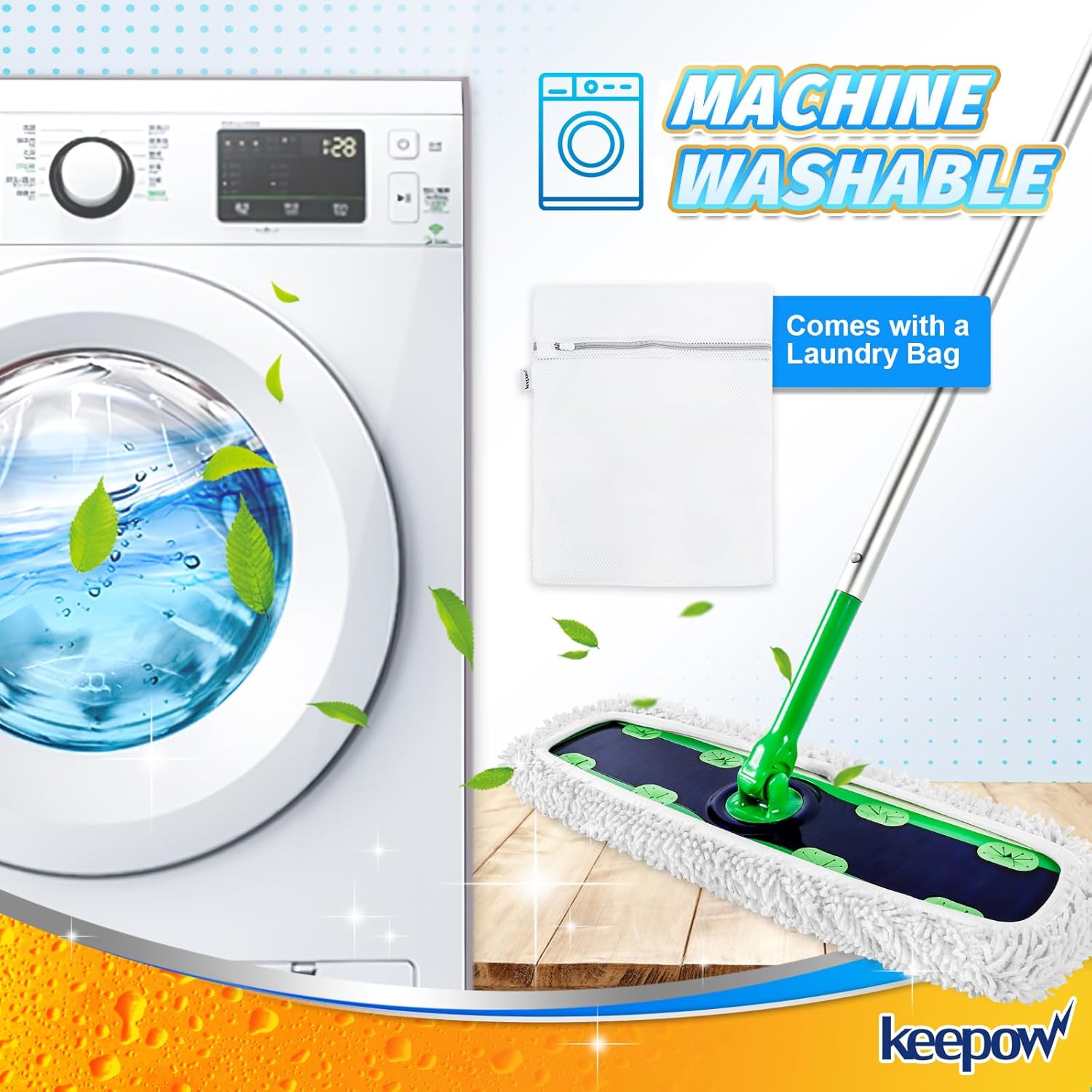 KEEPOW Reusable XL Mop Pads Refills 4 Pack