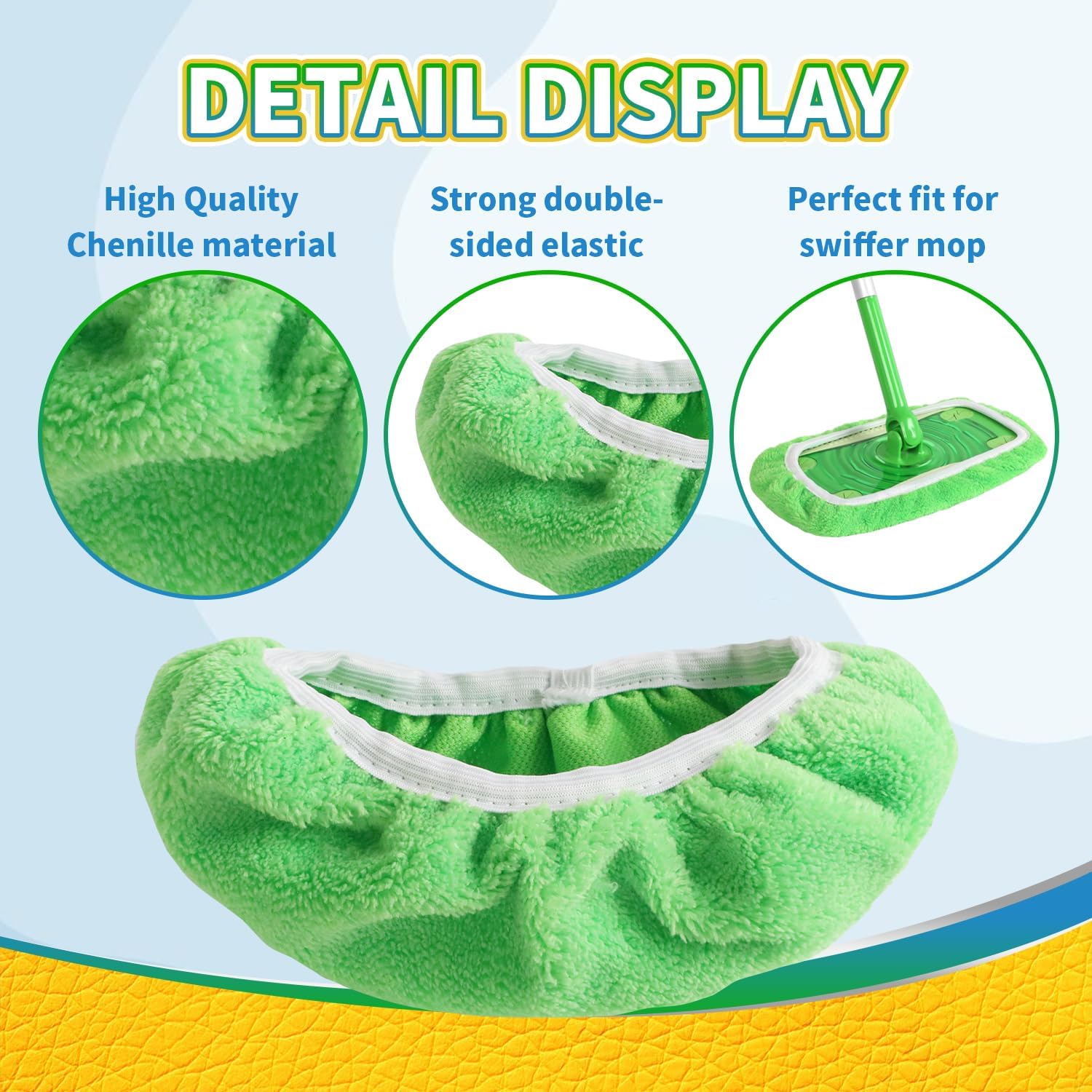 AmaVins 6-Pack Reusable Coral Fleece Mop Pads