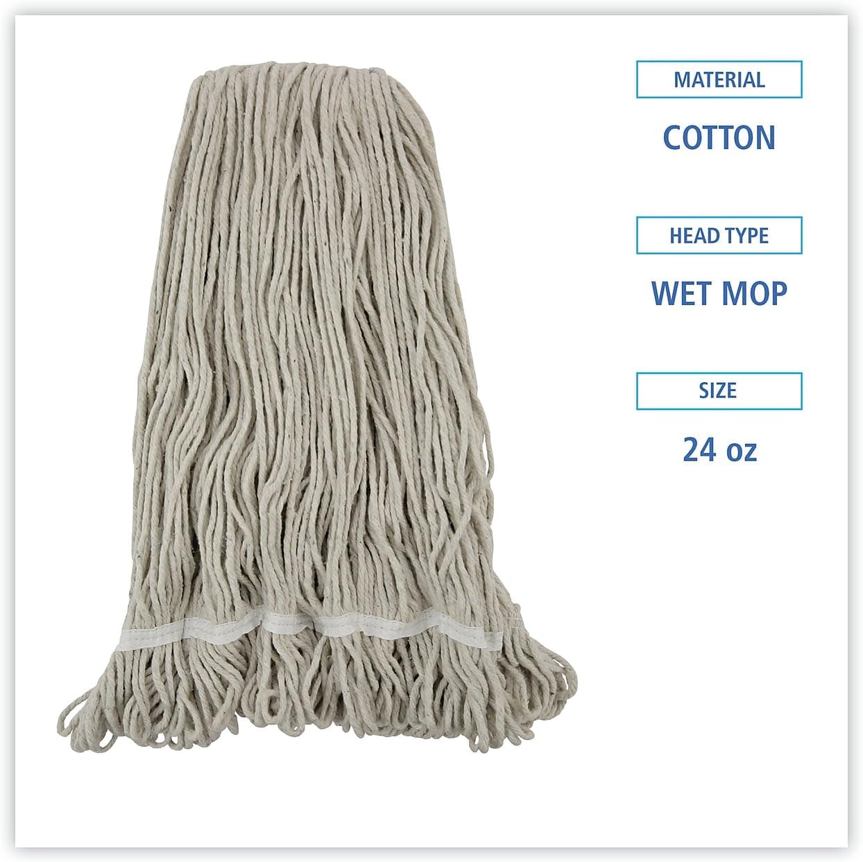 Boardwalk BWK424CEA 24 oz Cotton Pro Loop Wet Mop Head - White