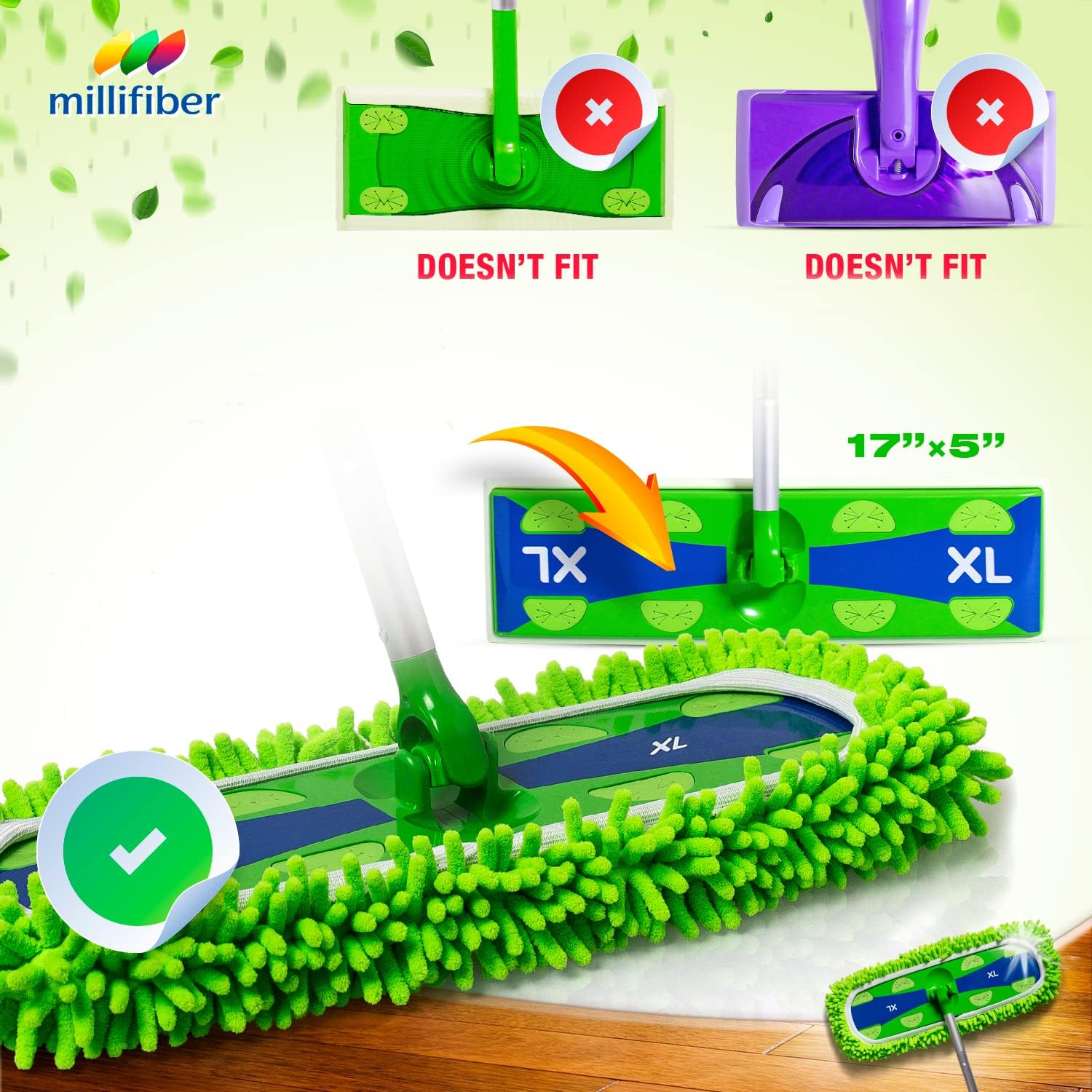 Millifiber X-Large Dust Mop Refill 4 Pack - Pet Friendly Microfiber
