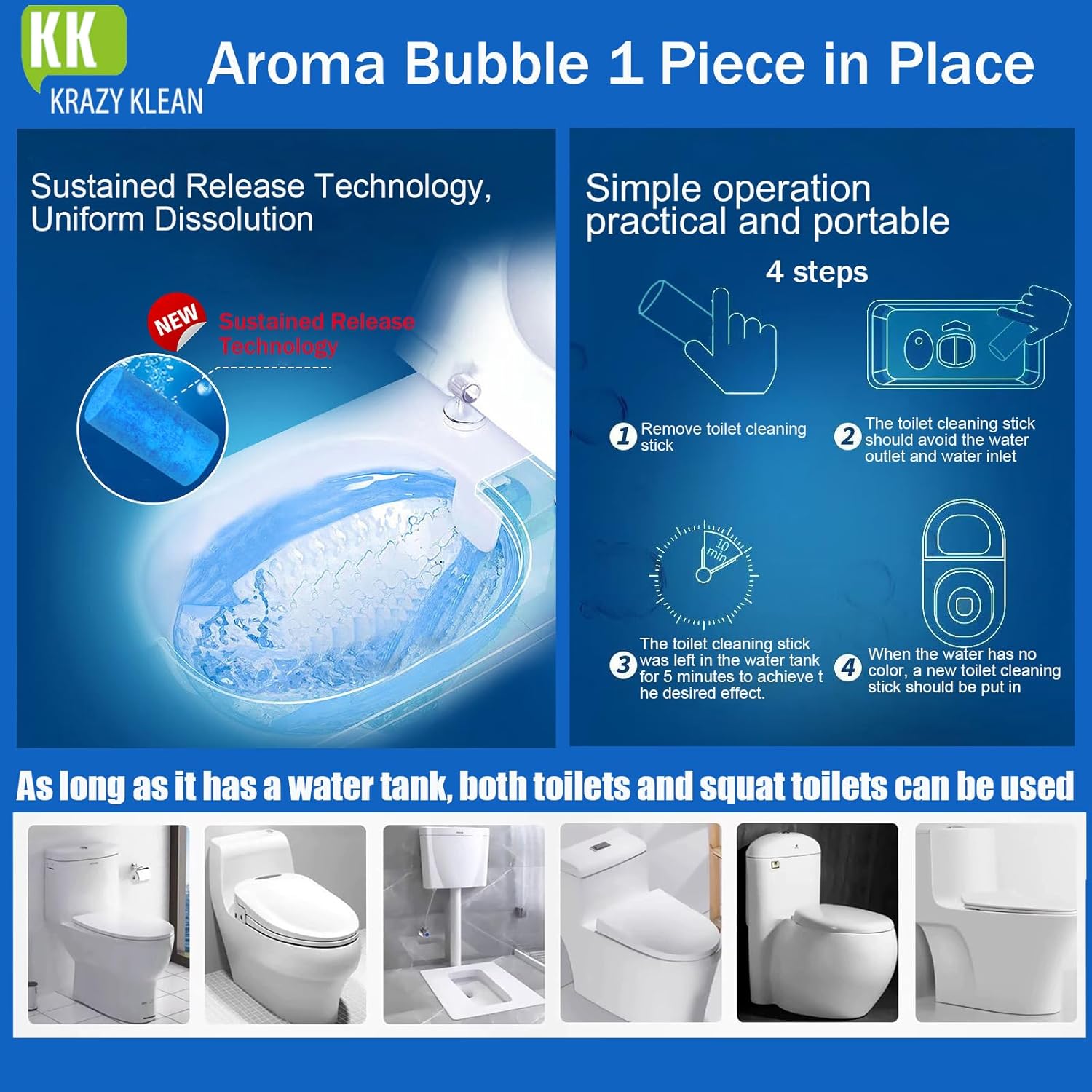 Krazy Klean Toilet Cleaner 7Pcs Set