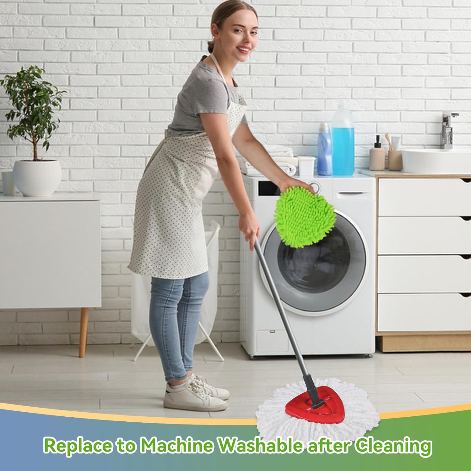 BywoBywo 3 Pack Reusable Microfiber Mop Pads for O-Cedar EasyWring