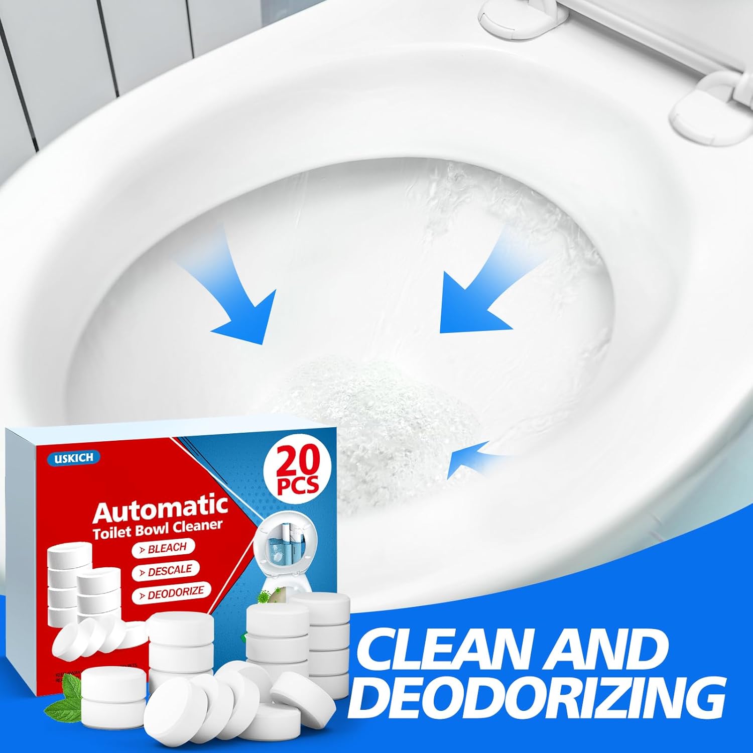 USKICH Toilet Bowl Cleaner Tablets 20 Pack