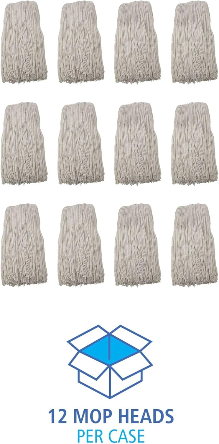 Boardwalk Premium Cut-End Wet Mop Heads 24oz White 12Carton