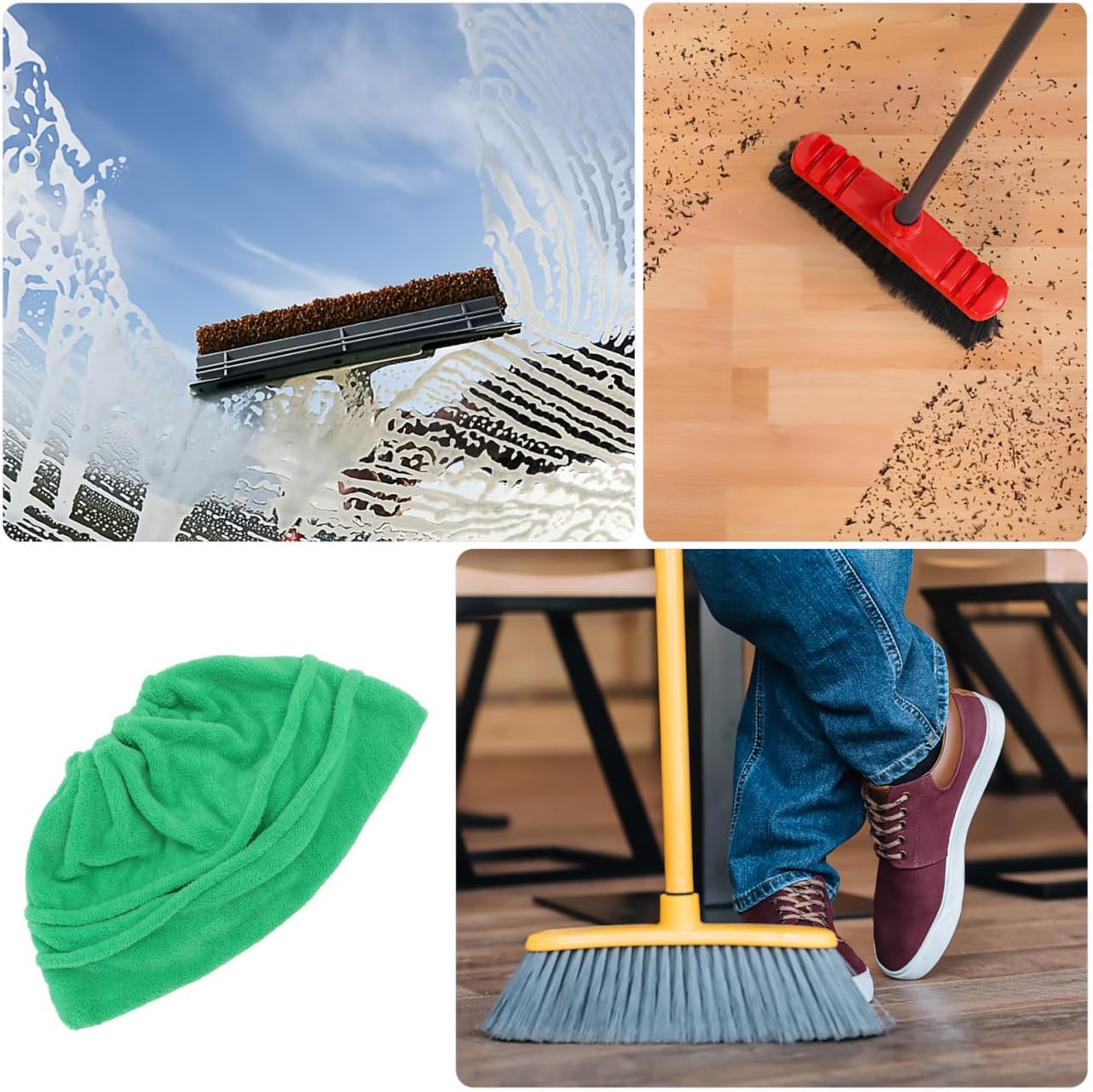 Beavorty 3 Pcs Cleaning Tool Set Mop Broom Cloth