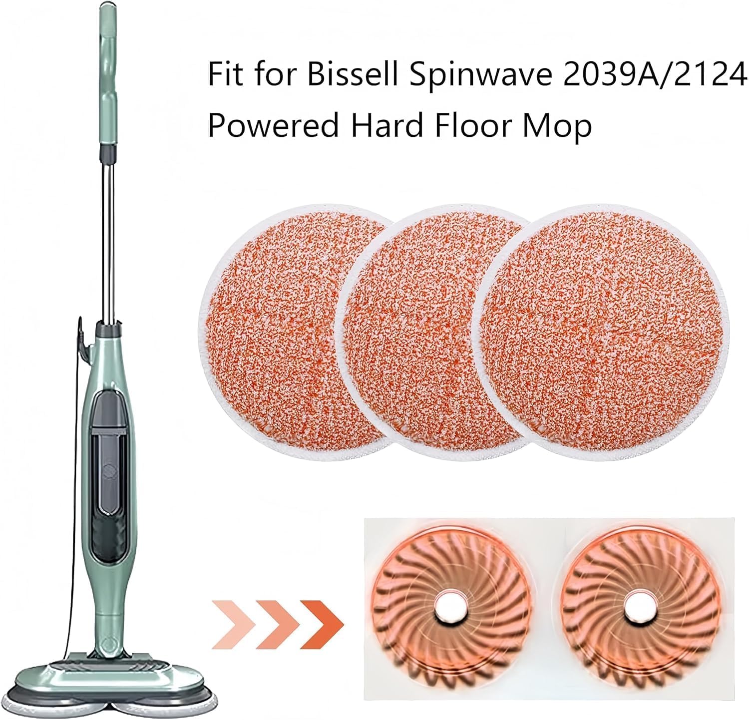 SavStor Replacement Mop Pads for Bissell Spin Wave 16-Pack Orange