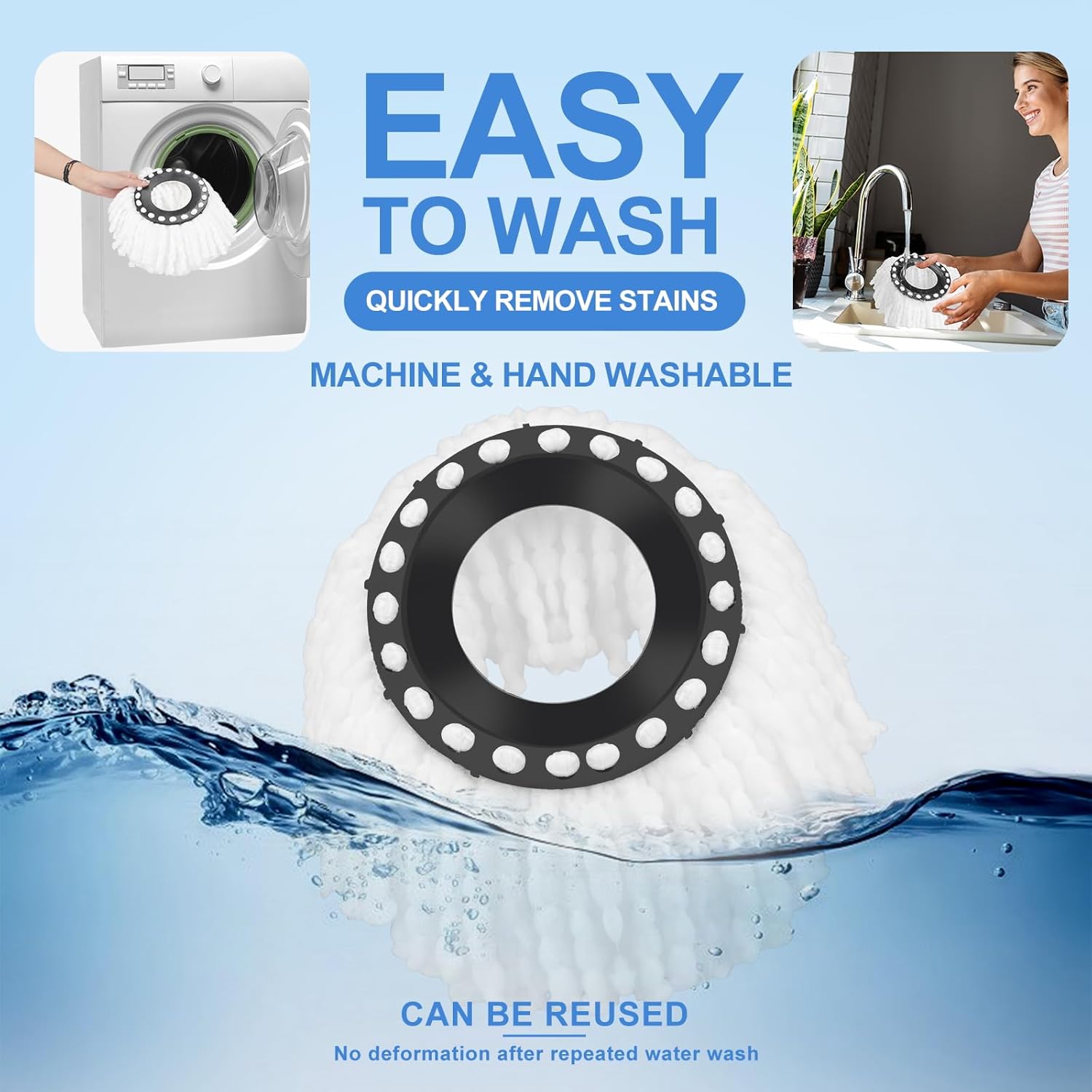 Rewpeep 2 Pack Spin Mop Replacement Heads