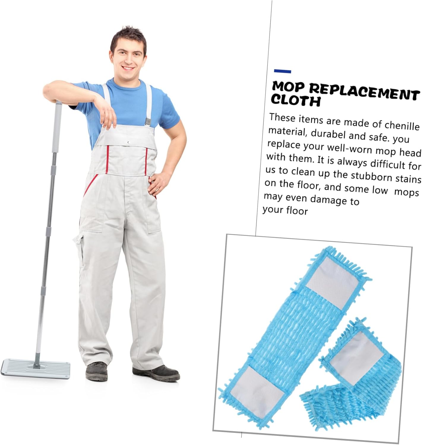 Ipetboom 2pcs Blue Mop Cloth Replacement for Home Use