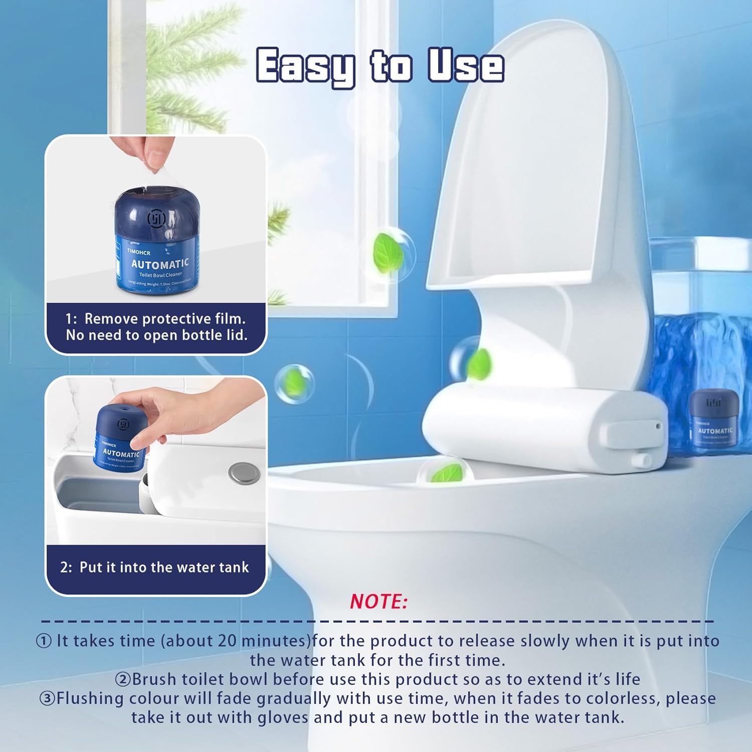 TIMOHCR Toilet Bowl Cleaner Tablets with Lemon Scent