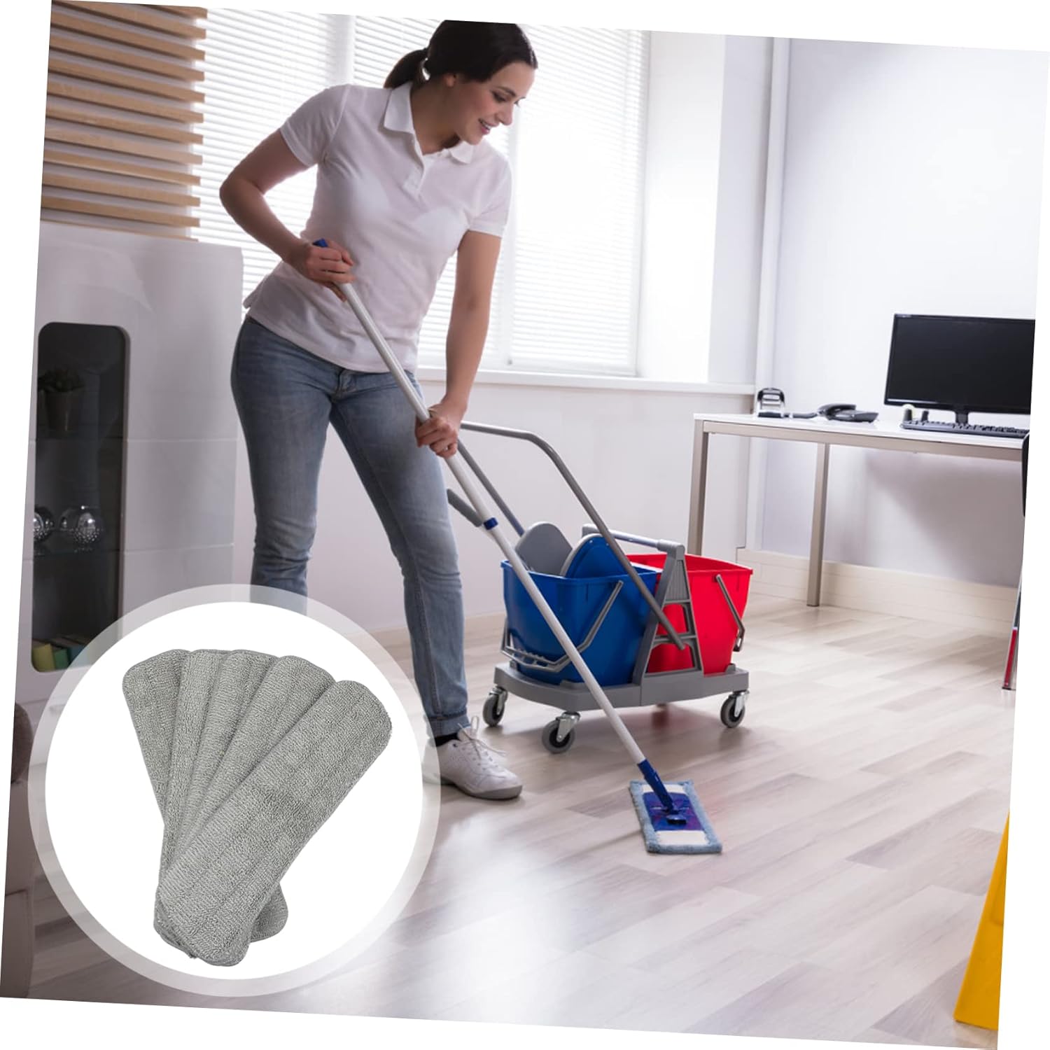 5Pcs Reusable Mop Pads for Efficient Floor Cleaning