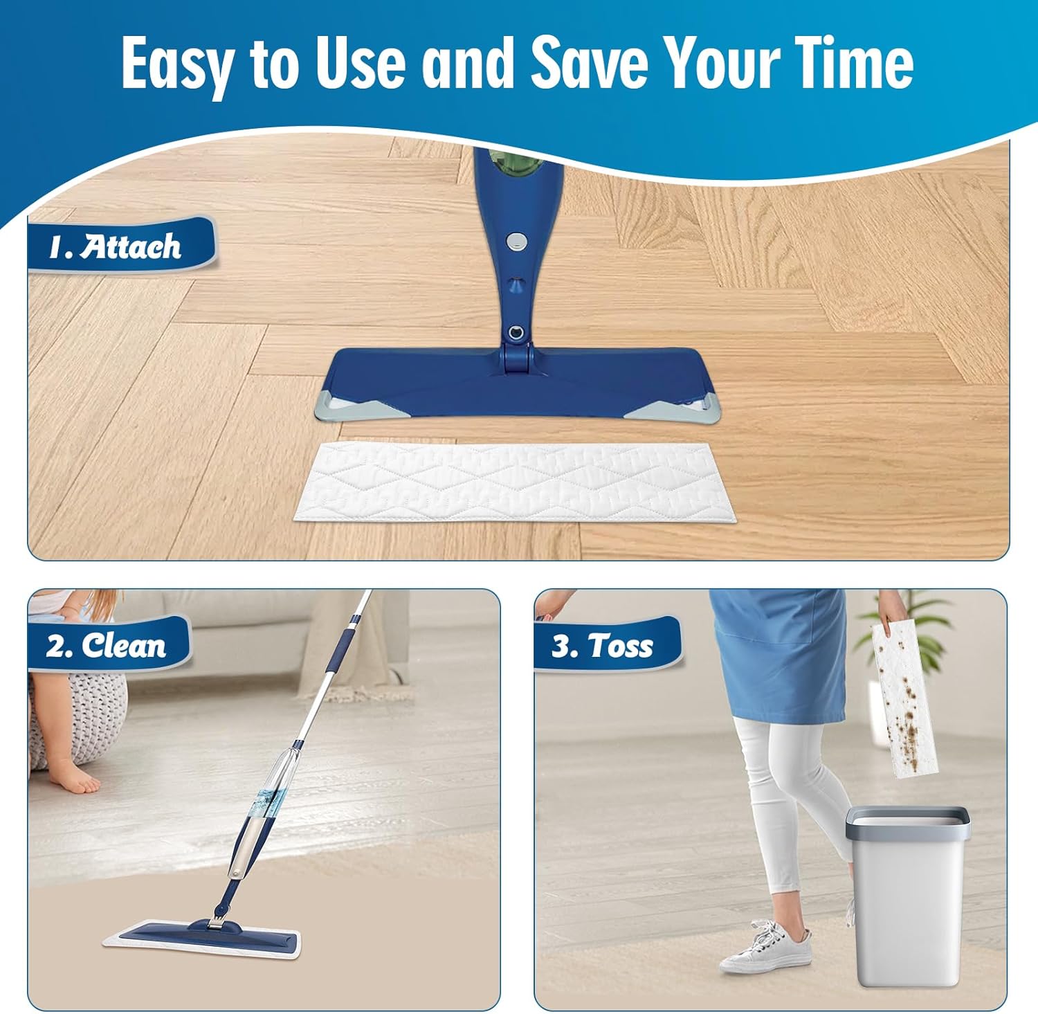 24 Piece Heavy Duty Microfiber Mop Pads for Bona Mop Series