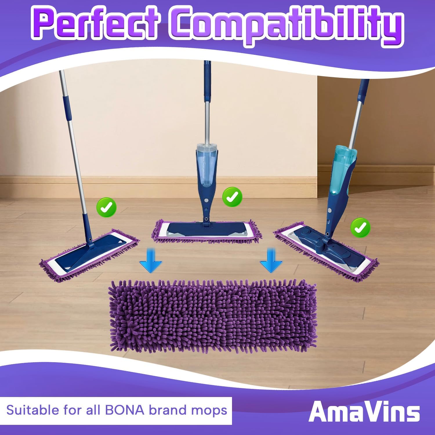 5 Pack Reusable Microfiber Mop Pads for Bona Mop