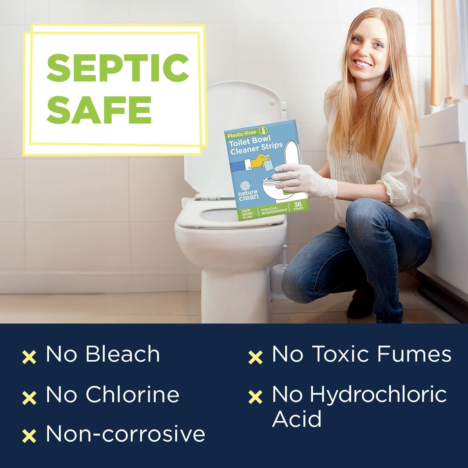 Nature Clean Non-Toxic Toilet Cleaner Strips 36 Count