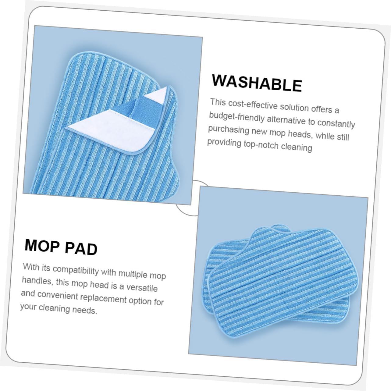 Minkissy 2pcs Microfiber Mop Pads Replacement for Efficient Floor Cleaning