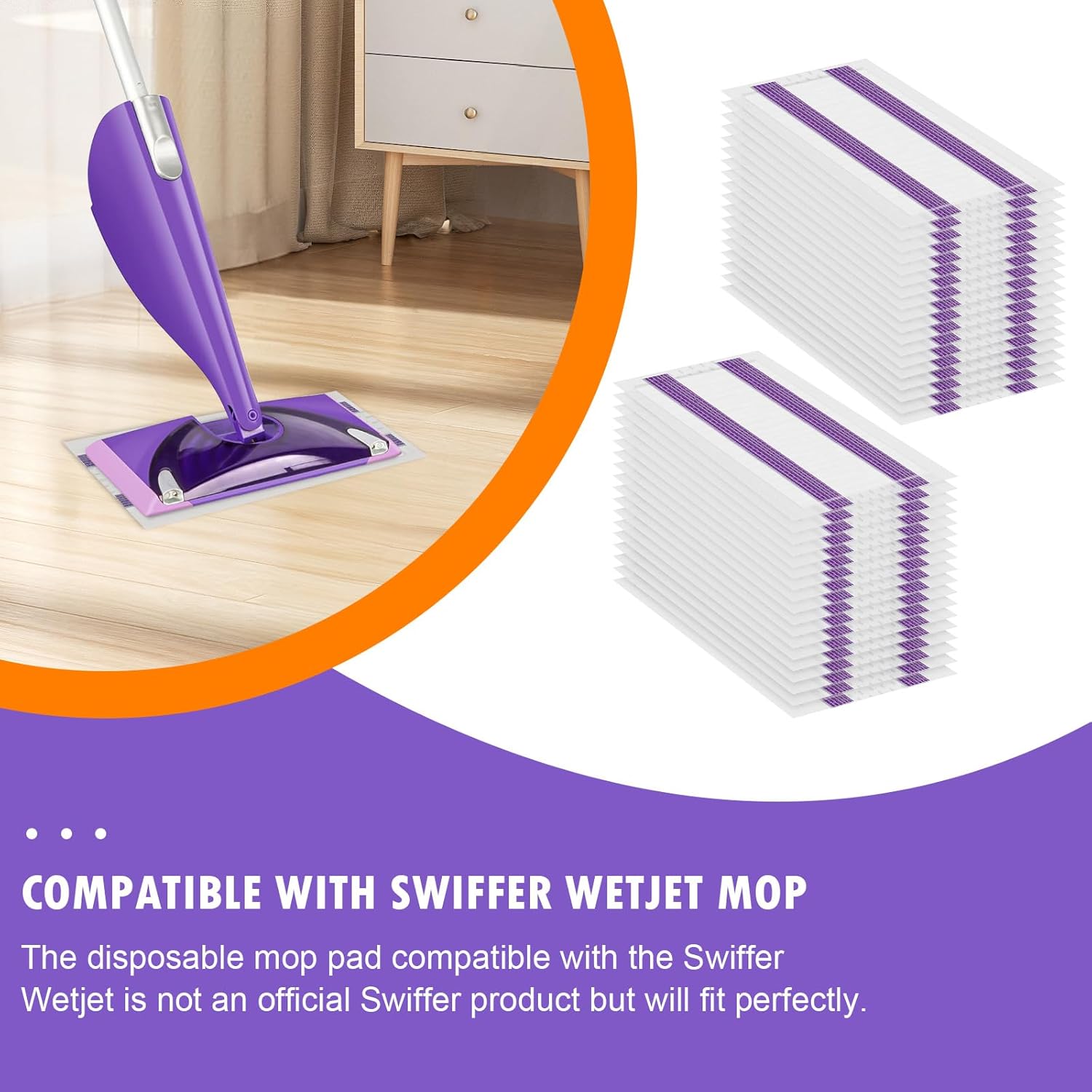 KTNAid 60 Pack Replacement Mop Pads for Swiffer WetJet