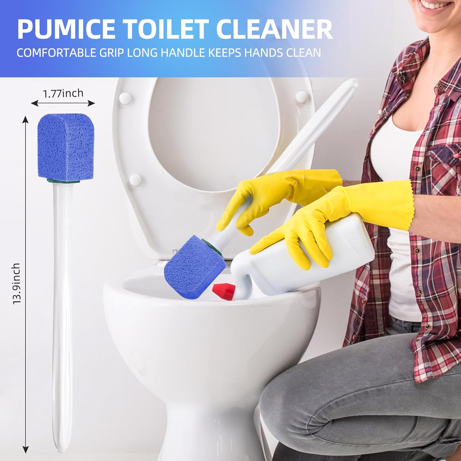 Pumice Stone Toilet Cleaner with 2 Handles and 10 Stones