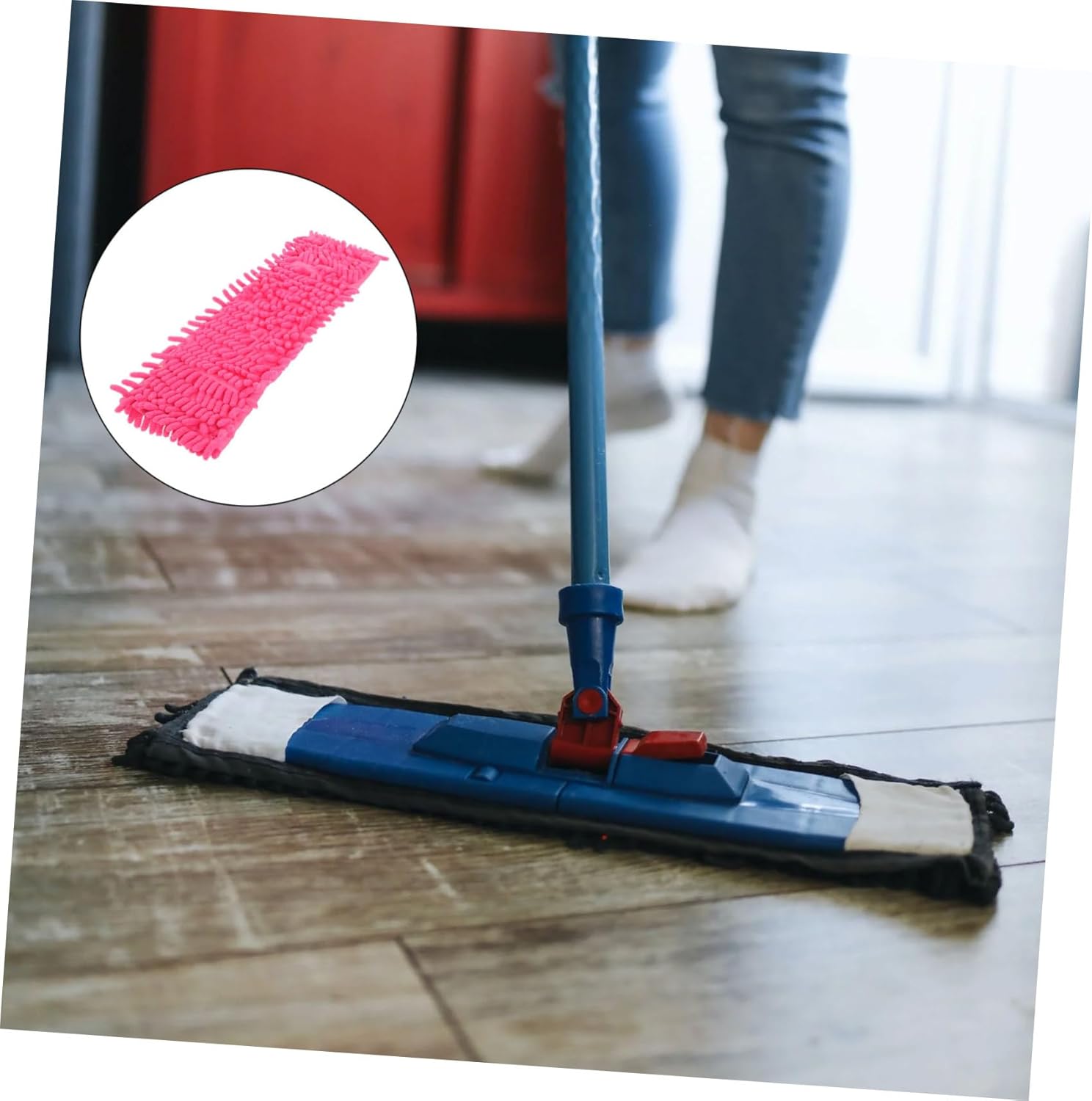 2Pcs Red Mop Cloth Replacement for Home Cleaning