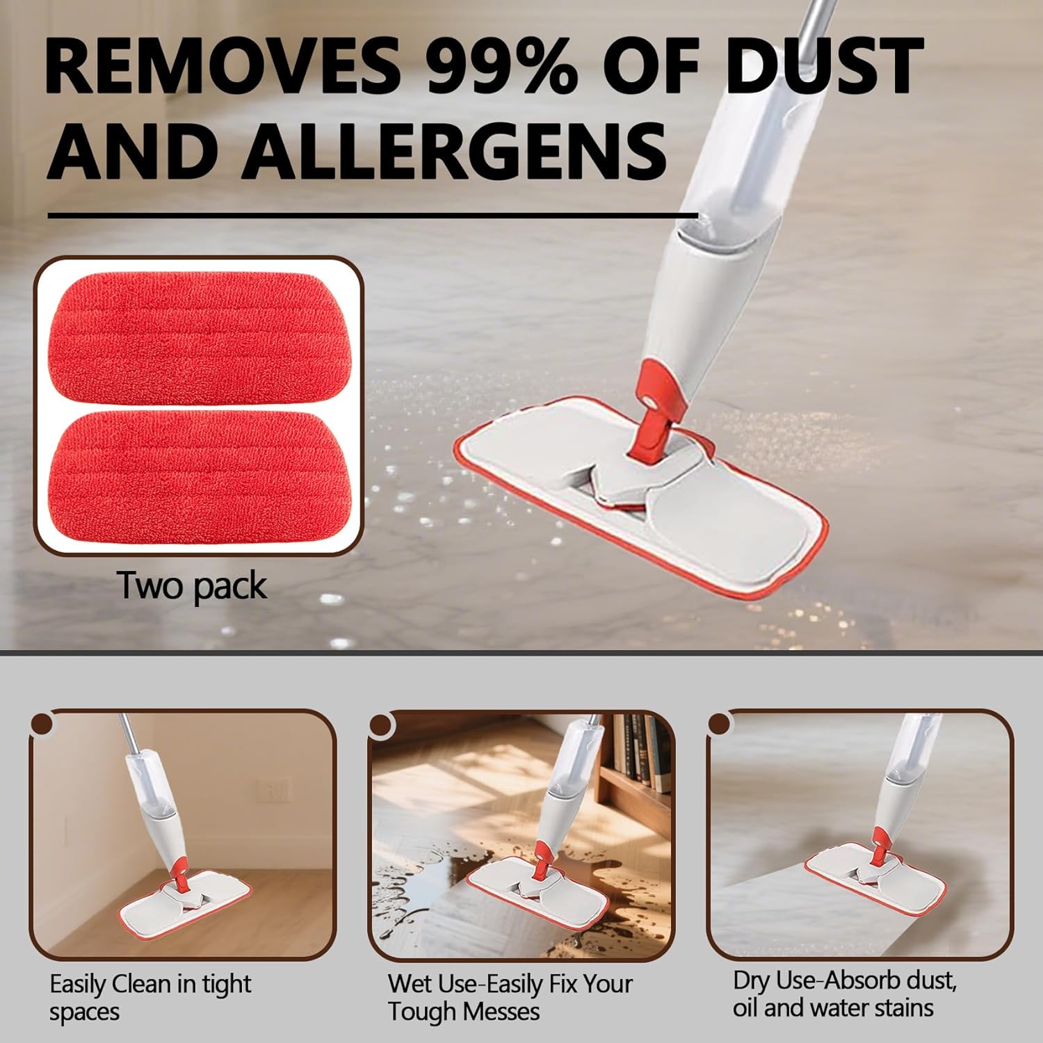 SunDiss 2 Pack Replacement Heads for OXO Good Grips Microfiber Spray Mop
